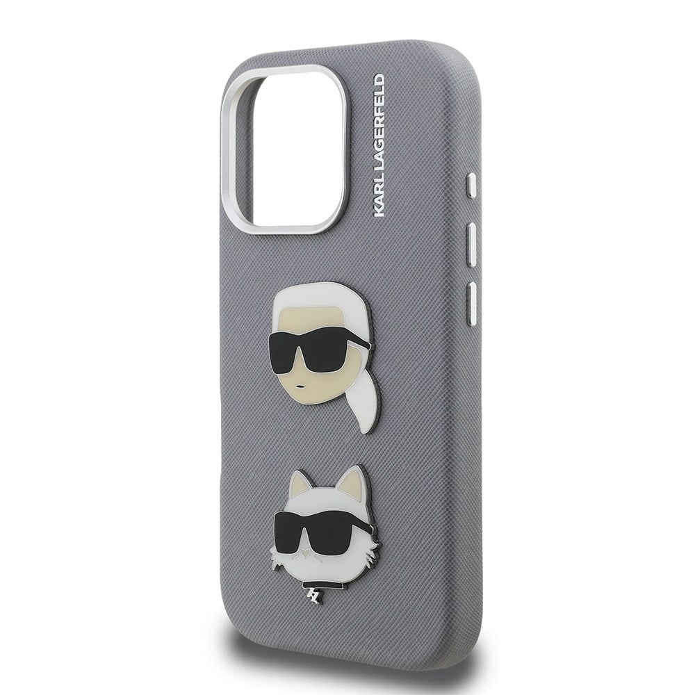 Apple iPhone 16 Pro Kılıf Karl Lagerfeld Orjinal Lisanslı K&C Heads Pin Kapak