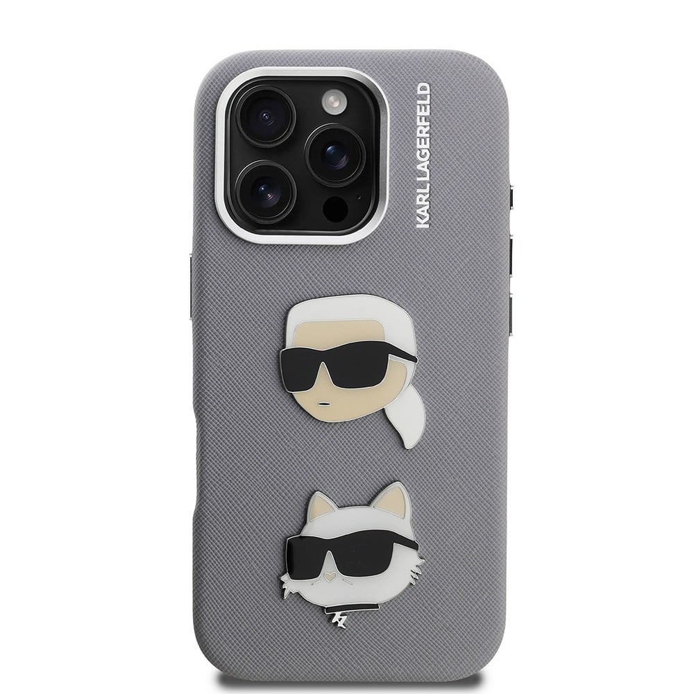 Apple iPhone 16 Pro Kılıf Karl Lagerfeld Orjinal Lisanslı K&C Heads Pin Kapak