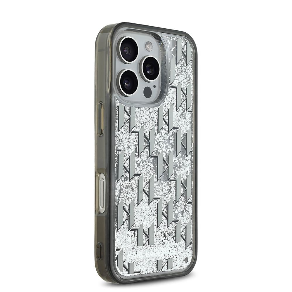 Apple iPhone 16 Pro Kılıf Karl Lagerfeld Orjinal Lisanslı Simli KL Yazılı Monogram Gradient Kapak