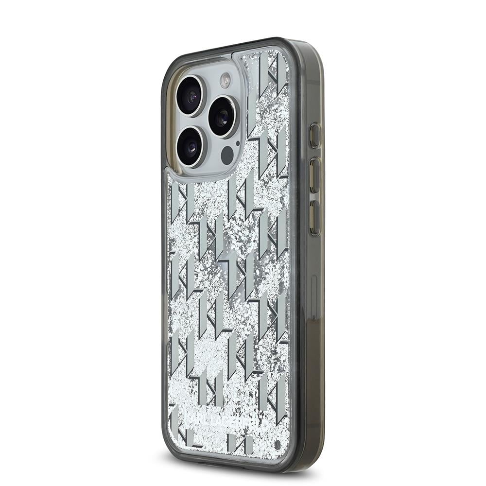 Apple iPhone 16 Pro Kılıf Karl Lagerfeld Orjinal Lisanslı Simli KL Yazılı Monogram Gradient Kapak