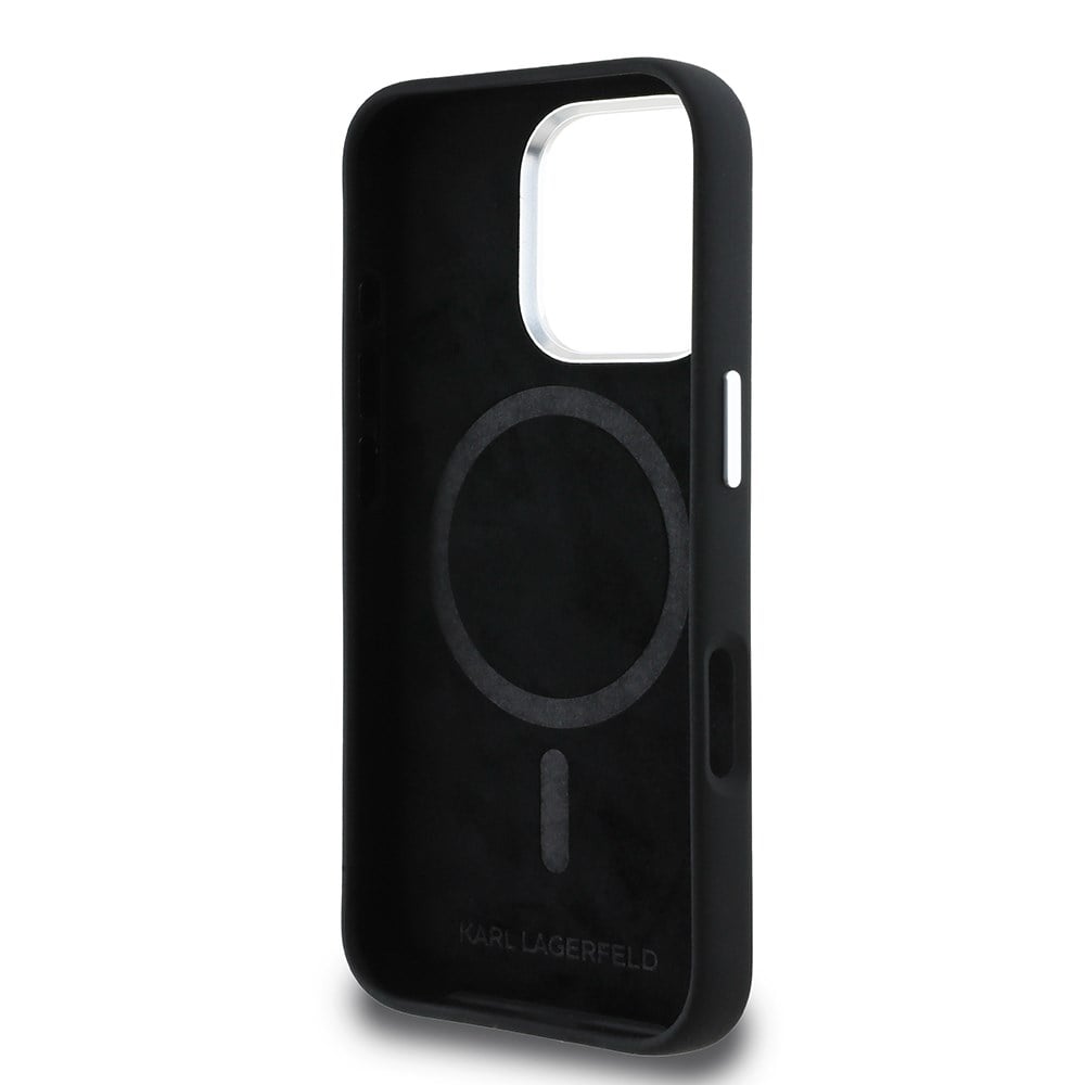 Apple iPhone 16 Pro Kılıf Karl Lagerfeld Orjinal Lisanslı Karl & Choupette Sketch Logo Sililkon Kapak