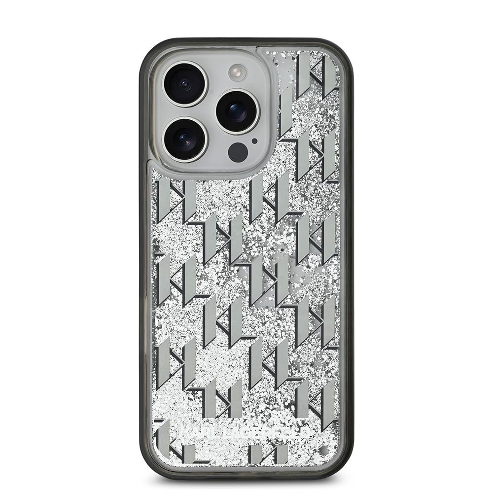 Apple iPhone 16 Pro Kılıf Karl Lagerfeld Orjinal Lisanslı Simli KL Yazılı Monogram Gradient Kapak
