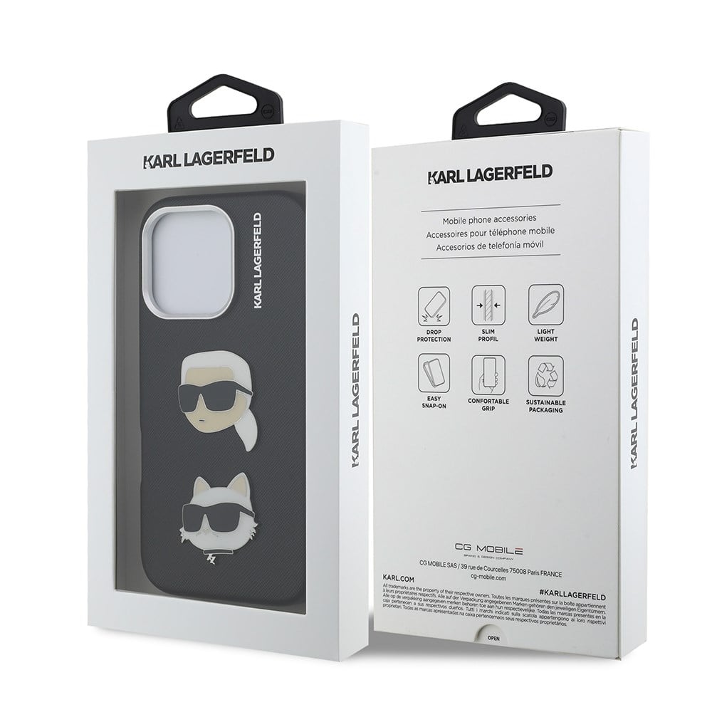 Apple iPhone 16 Pro Kılıf Karl Lagerfeld Orjinal Lisanslı K&C Heads Pin Kapak