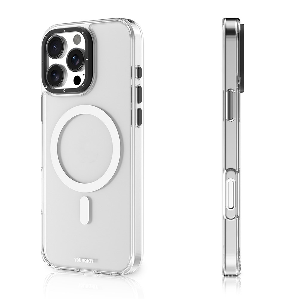 Apple iPhone 16 Pro Kılıf M-safe Şarj Özellikli Cam Arka Yüzey TPU Youngkit Gemstone Serisi Kapak