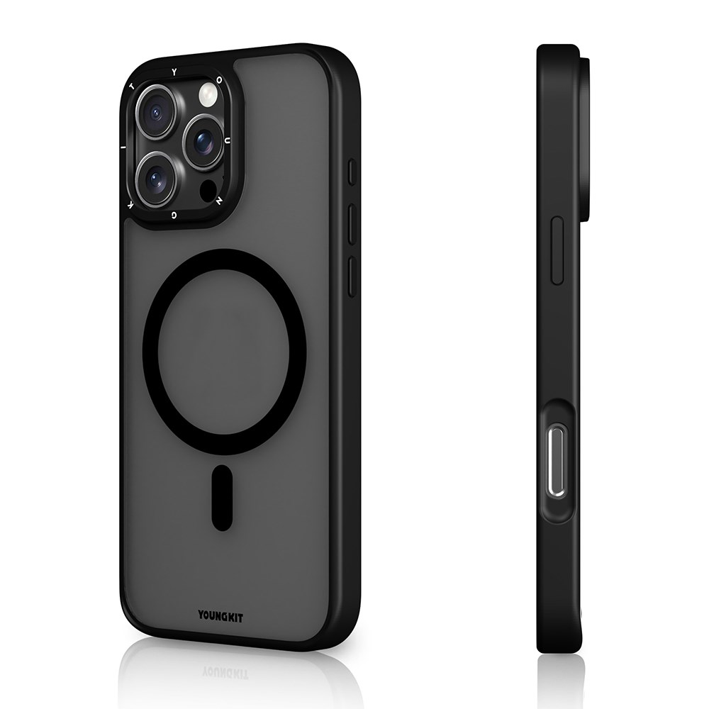 Apple iPhone 16 Pro Kılıf M-safe Şarj Özellikli Cam Arka Yüzey TPU Youngkit Gemstone Serisi Kapak
