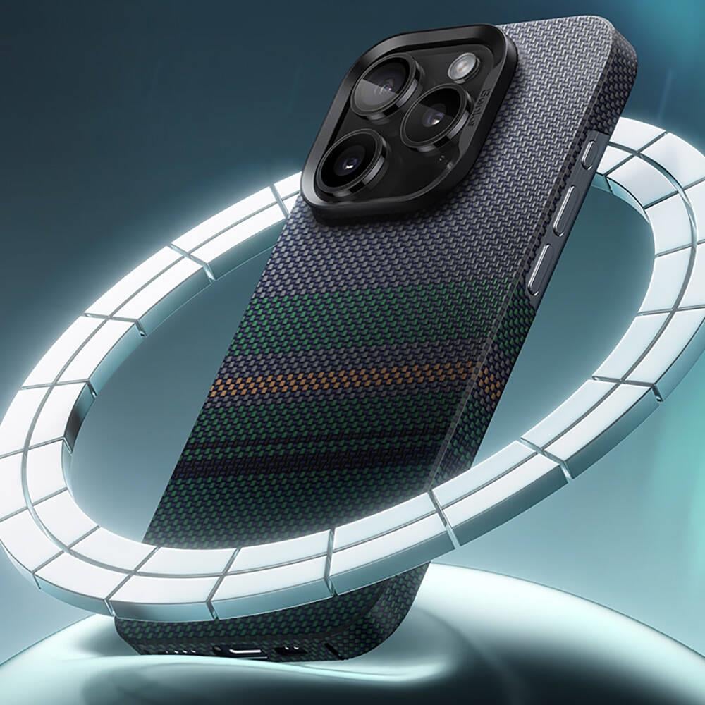 Apple iPhone 16 Pro Kılıf M-safe Şarj Özellikli Karbon Fiber Tasarımlı Benks Aurora ArmorAir Kevlar Kapak