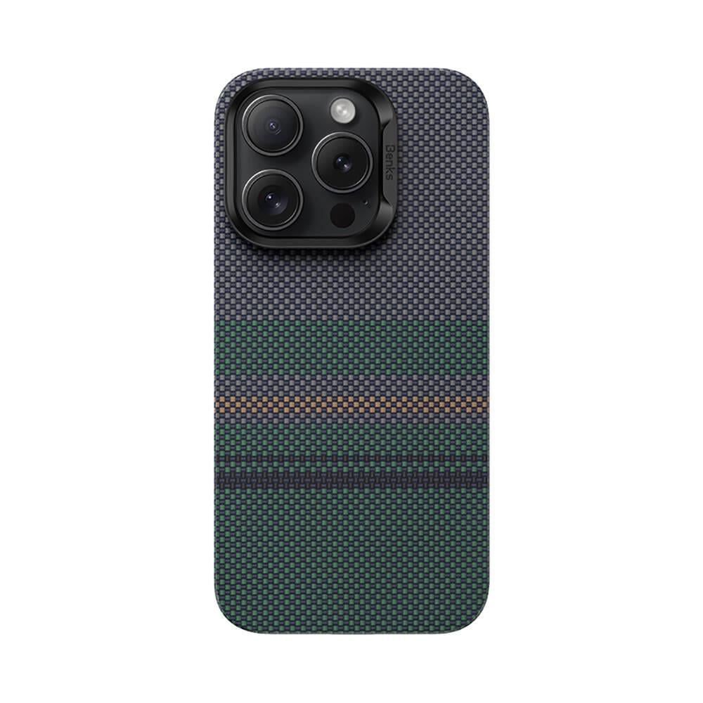 Apple iPhone 16 Pro Kılıf M-safe Şarj Özellikli Karbon Fiber Tasarımlı Benks Aurora ArmorAir Kevlar Kapak