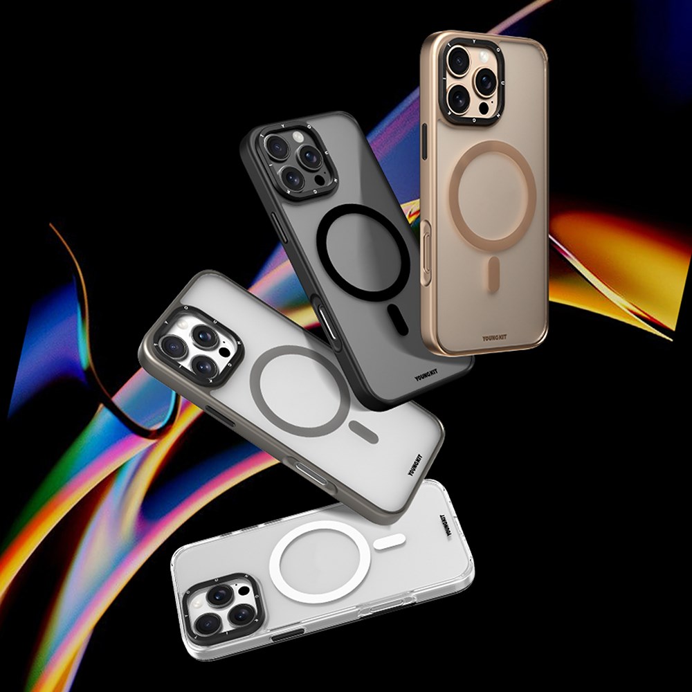 Apple iPhone 16 Pro Kılıf M-safe Şarj Özellikli Cam Arka Yüzey TPU Youngkit Gemstone Serisi Kapak
