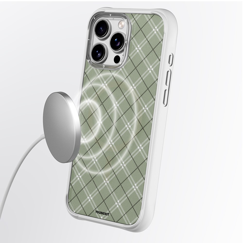 Apple iPhone 16 Pro Kılıf M-safe Şarj Özellikli Youngkit Argyle Serisi Kapak