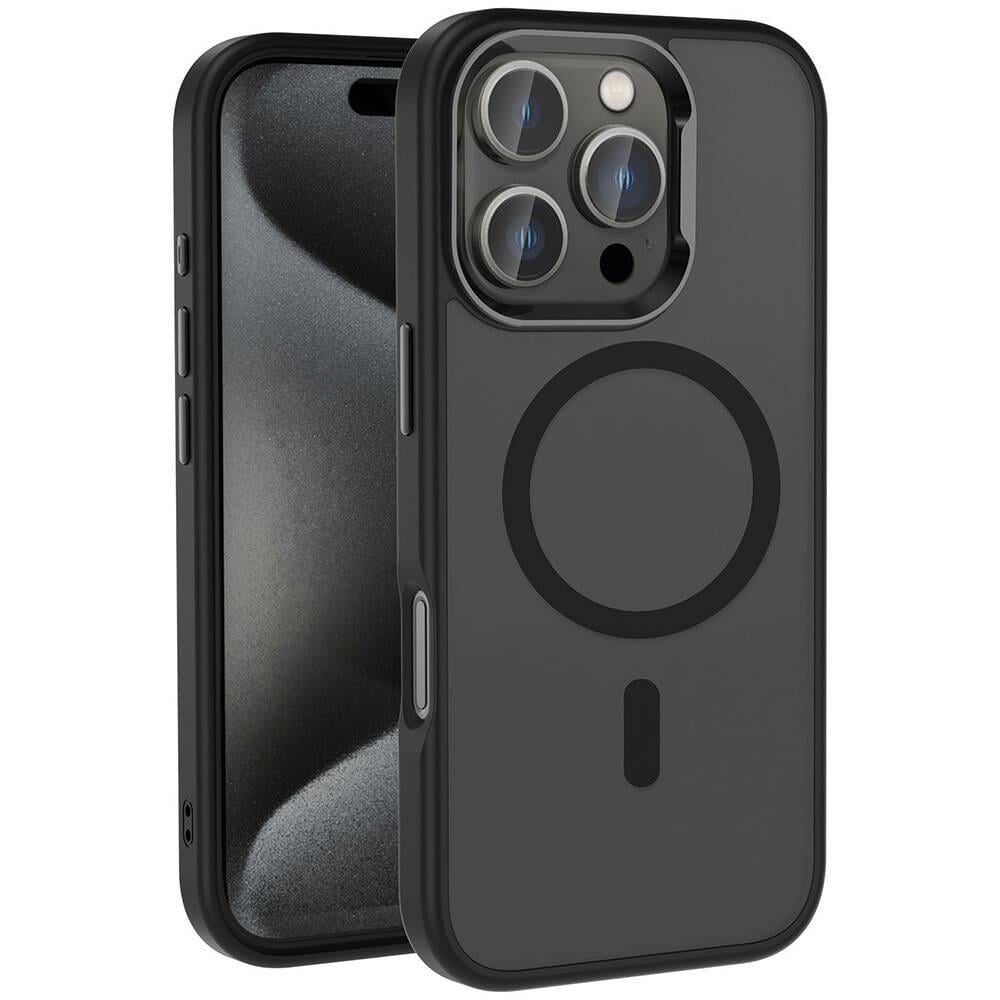 Apple iPhone 16 Pro Kılıf M-safe Şarj Özellikli Parlak Kamera Çerçeveli Zore Kost Kapak
