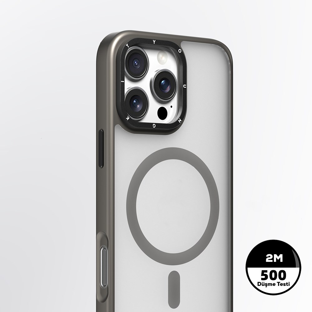 Apple iPhone 16 Pro Kılıf M-safe Şarj Özellikli Cam Arka Yüzey TPU Youngkit Gemstone Serisi Kapak