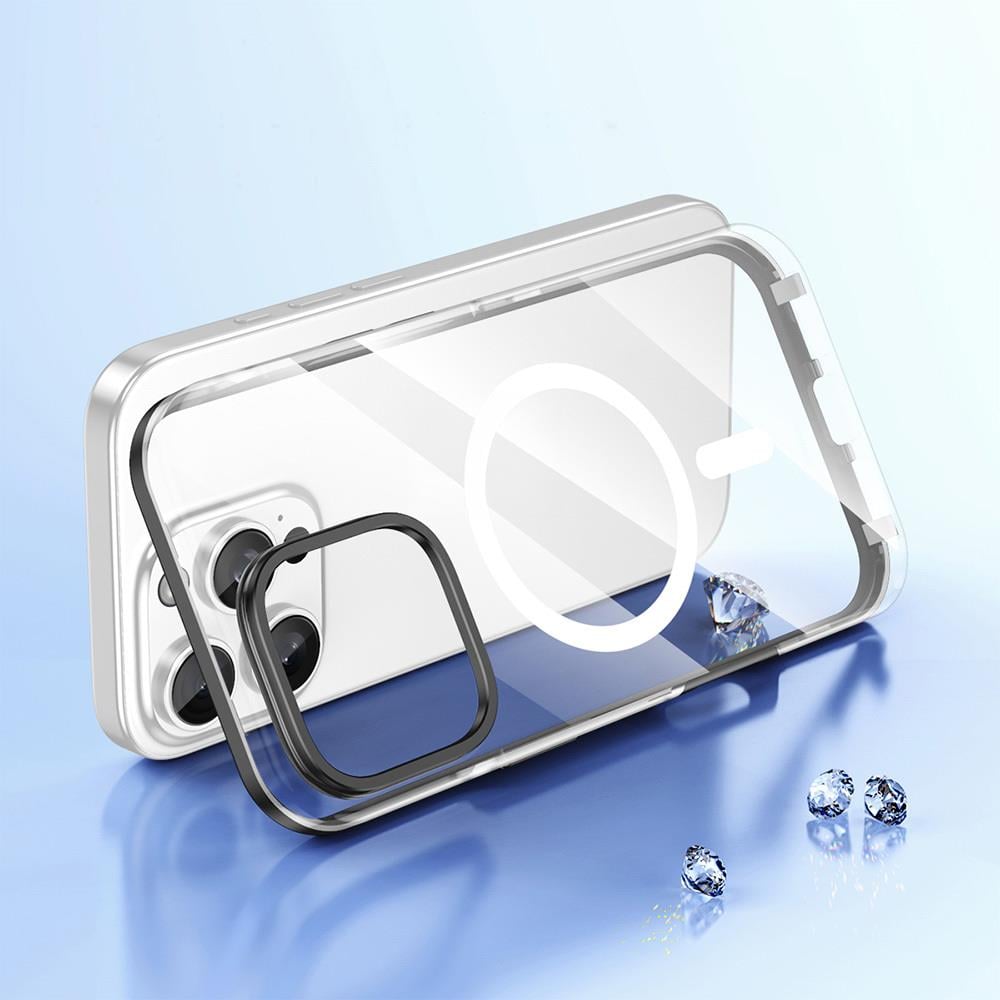 Apple iPhone 16 Pro Kılıf M-safe Şarj Özellikli Oyuklu Tasarım Mutural Bumpy Clear Kapak