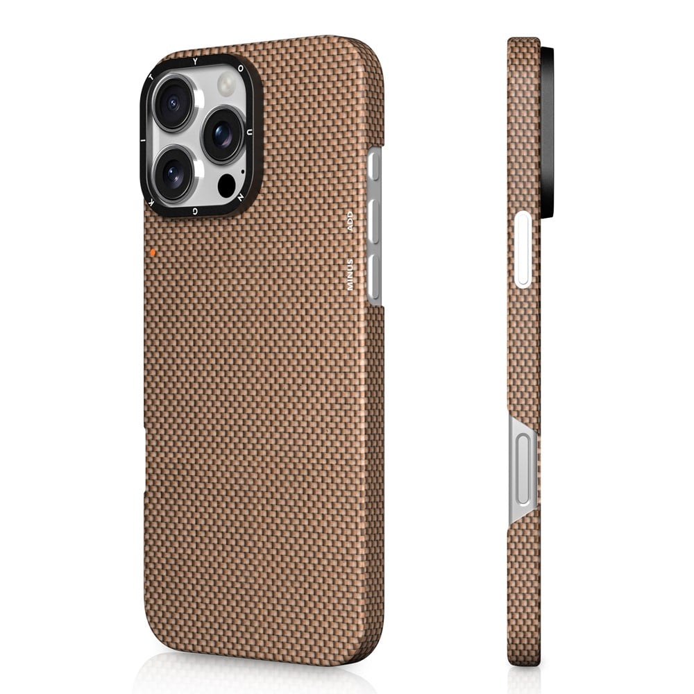 Apple iPhone 16 Pro Kılıf M-safe Şarj Özellikli Aramid Fiber Youngkit 1500D Extreme Wing Titanyum-Gold Serisi Kapak