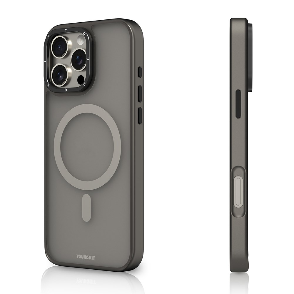 Apple iPhone 16 Pro Kılıf M-safe Şarj Özellikli Cam Arka Yüzey TPU Youngkit Gemstone Serisi Kapak