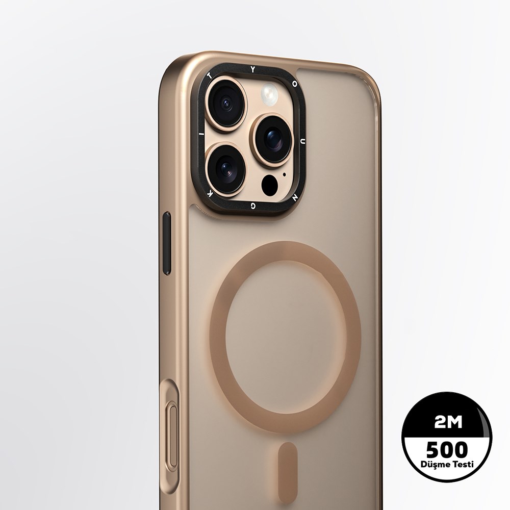 Apple iPhone 16 Pro Kılıf M-safe Şarj Özellikli Cam Arka Yüzey TPU Youngkit Gemstone Serisi Kapak