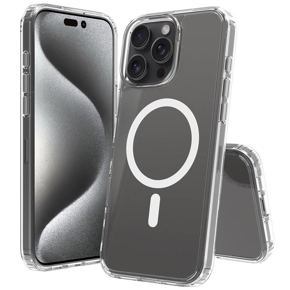 Apple iPhone 16 Pro Kılıf M-safe Şarj Özellikli Şeffaf Sert PC Zore Embos Kapak