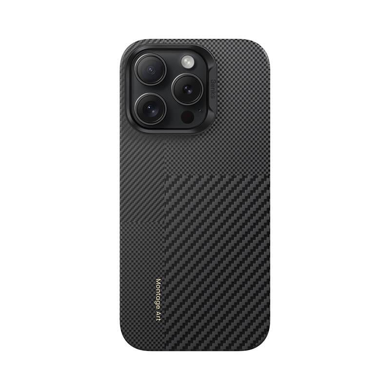 Apple iPhone 16 Pro Kılıf M-safe Şarj Özellikli Karbon Fiber Benks Montage ArmorAir Kevlar Kapak