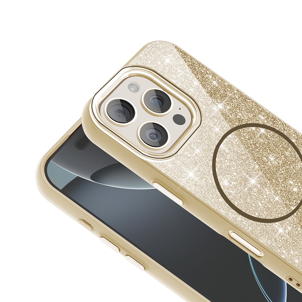 Apple iPhone 16 Pro Kılıf M-safe Şarj Özellikli Parlayan Simli Zore Okso Kapak
