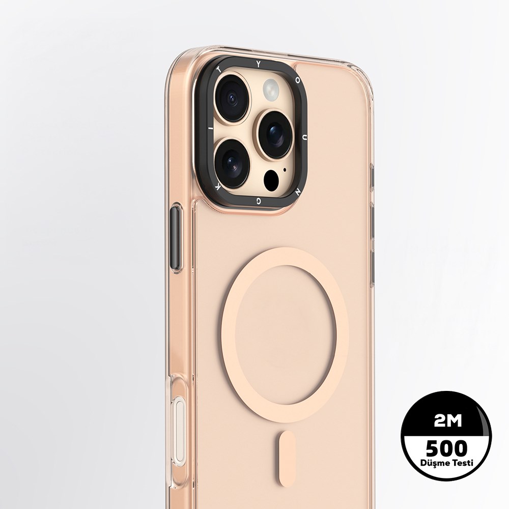 Apple iPhone 16 Pro Kılıf M-safe Şarj Özellikli Cam Arka Yüzey TPU Youngkit Gemstone Clear Serisi Kapak