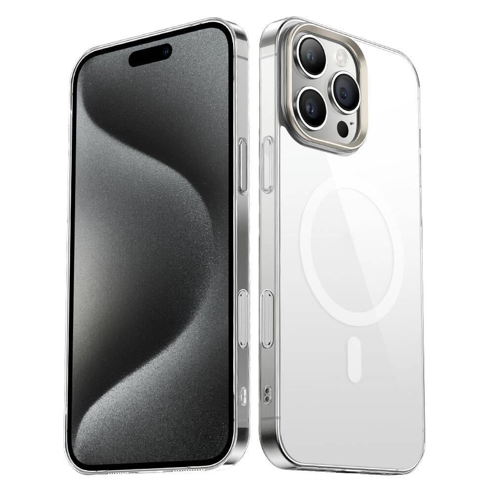 Apple iPhone 16 Pro Kılıf M-safe Şarj Özellikli Şeffaf Cam Arka Yüzey Zore G-Glass Kapak