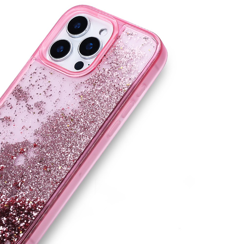 Apple iPhone 16 Pro Kılıf Sıvılı Simli Şeffaf Arka Yüzey Zore Keto Silikon Kapak