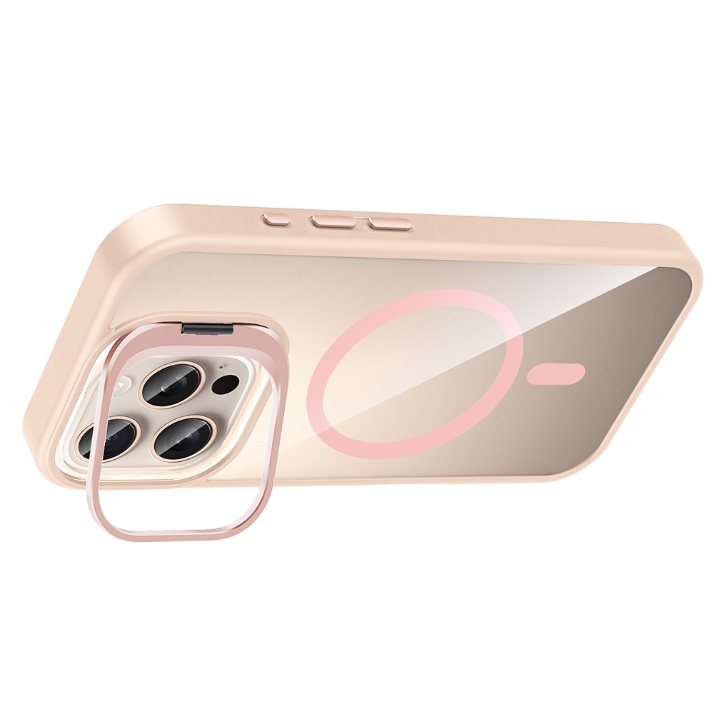Apple iPhone 16 Pro Kılıf Standlı ve Kamera Lens Hediyeli M-Safe Şarj Özellikli Zore Etro Kapak