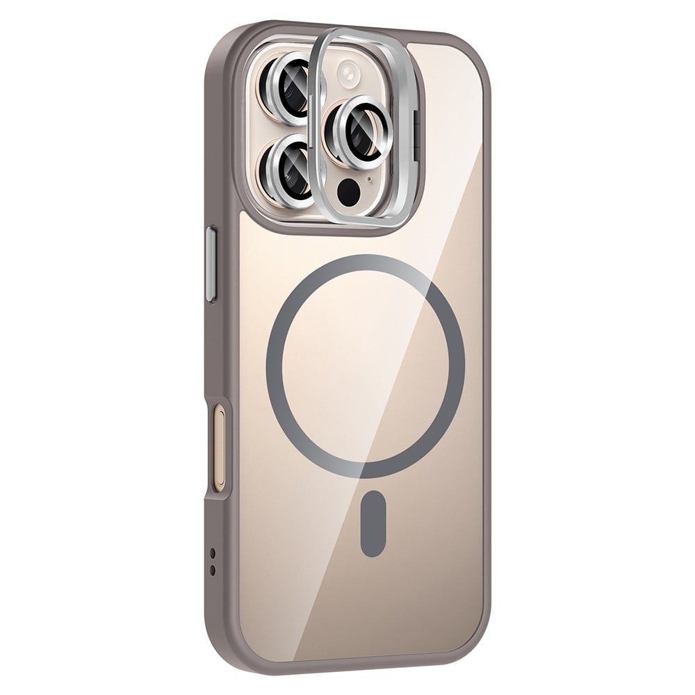 Apple iPhone 16 Pro Kılıf Standlı ve Kamera Lens Hediyeli M-Safe Şarj Özellikli Zore Etro Kapak