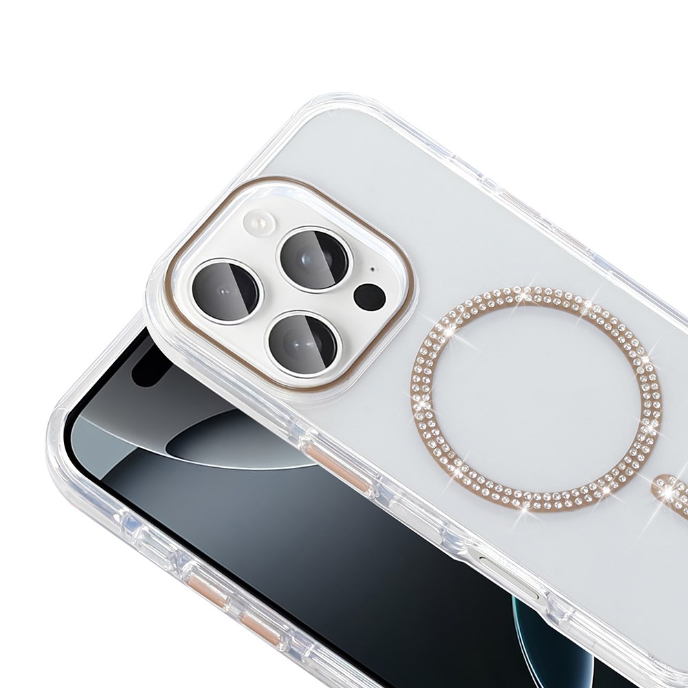 Apple iPhone 16 Pro Kılıf Taşlı Tasarım M-safe Şarj Özellikli Zore Koment Silikon Kapak