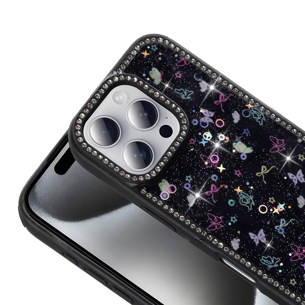 Apple iPhone 16 Pro Kılıf Taşlı ve Simli Tasarım Zore Azra Kapak