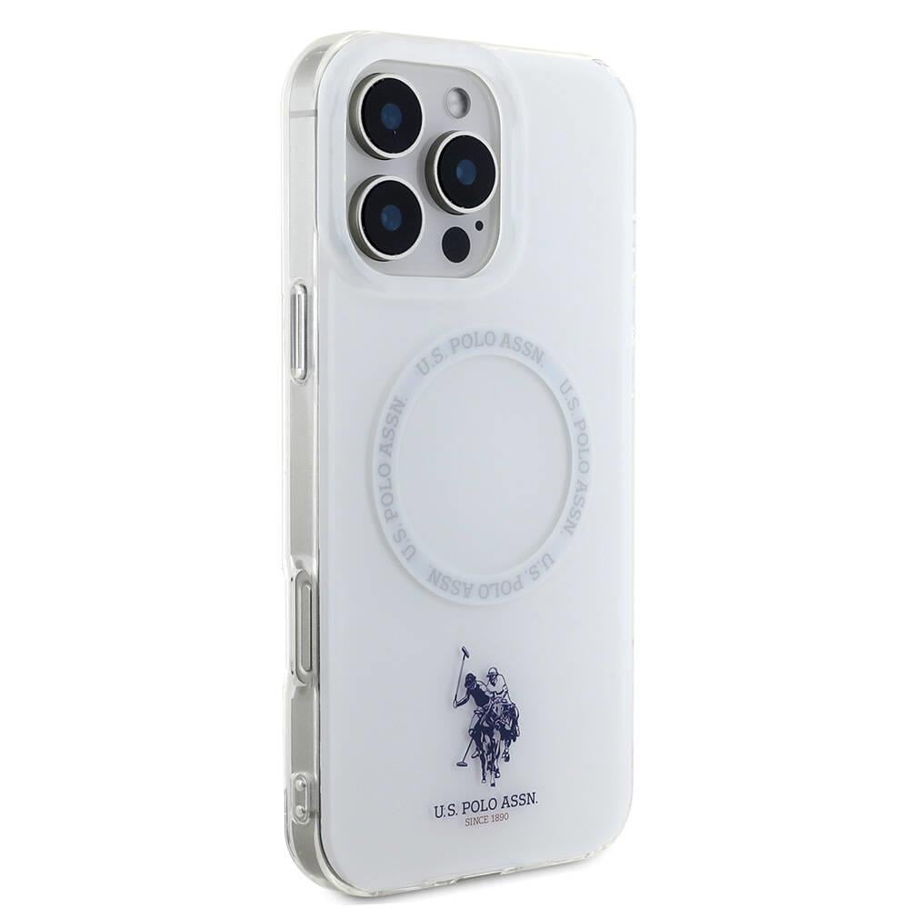 Apple iPhone 16 Pro Kılıf U.S. Polo Assn. Orjinal Lisanslı M-safe Şarj Özellikli IML Double Horse Logolu Ring Kapak
