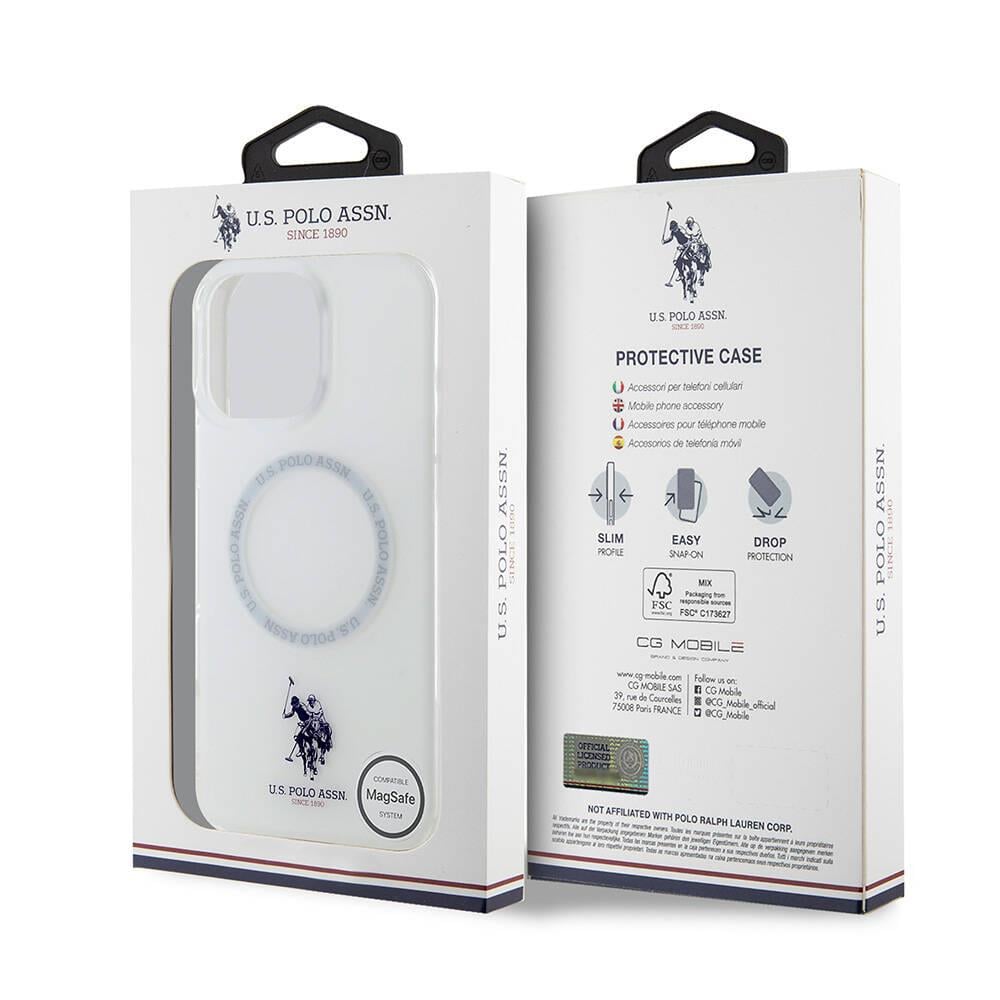 Apple iPhone 16 Pro Kılıf U.S. Polo Assn. Orjinal Lisanslı M-safe Şarj Özellikli IML Double Horse Logolu Ring Kapak