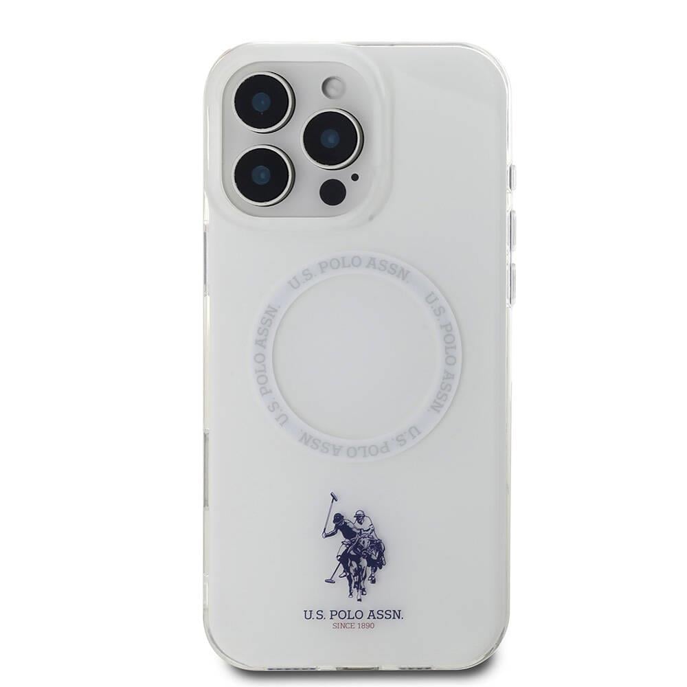 Apple iPhone 16 Pro Kılıf U.S. Polo Assn. Orjinal Lisanslı M-safe Şarj Özellikli IML Double Horse Logolu Ring Kapak