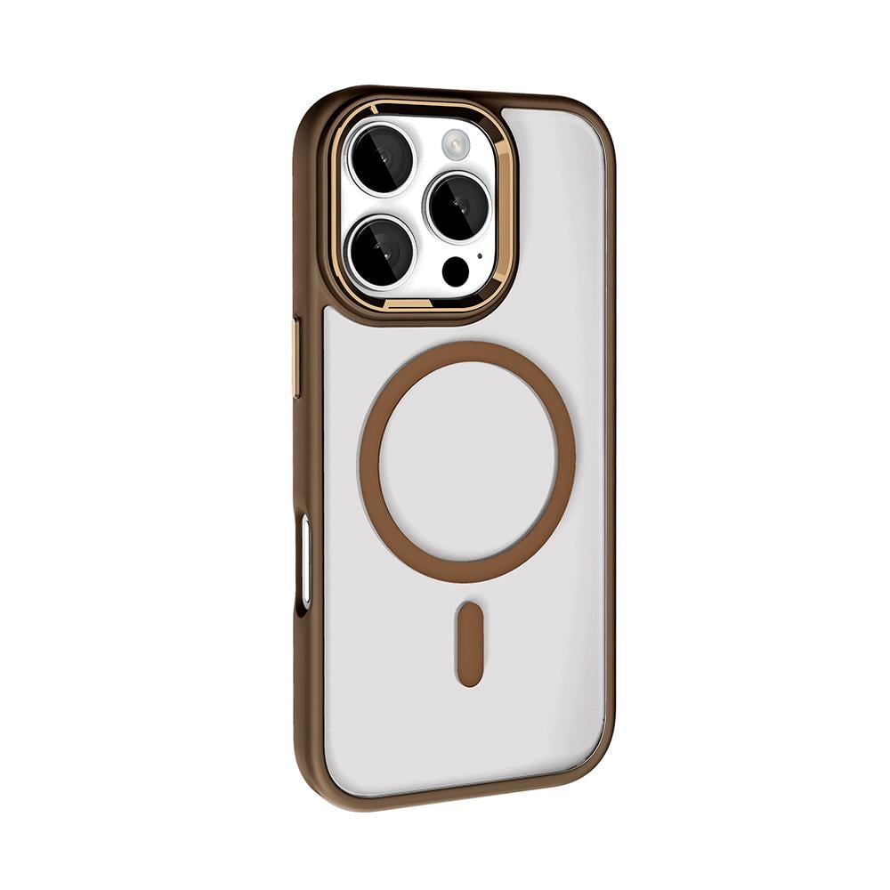 Apple iPhone 16 Pro Kılıf Wireless Şarj Özellikli Zore Krom M-safe Silikon Kapak