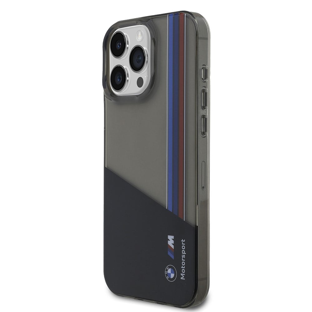 Apple iPhone 16 Pro Max Kılıf BMW Orjinal Lisanslı Yarı Transparan M Dizayn Çizgili Kapak