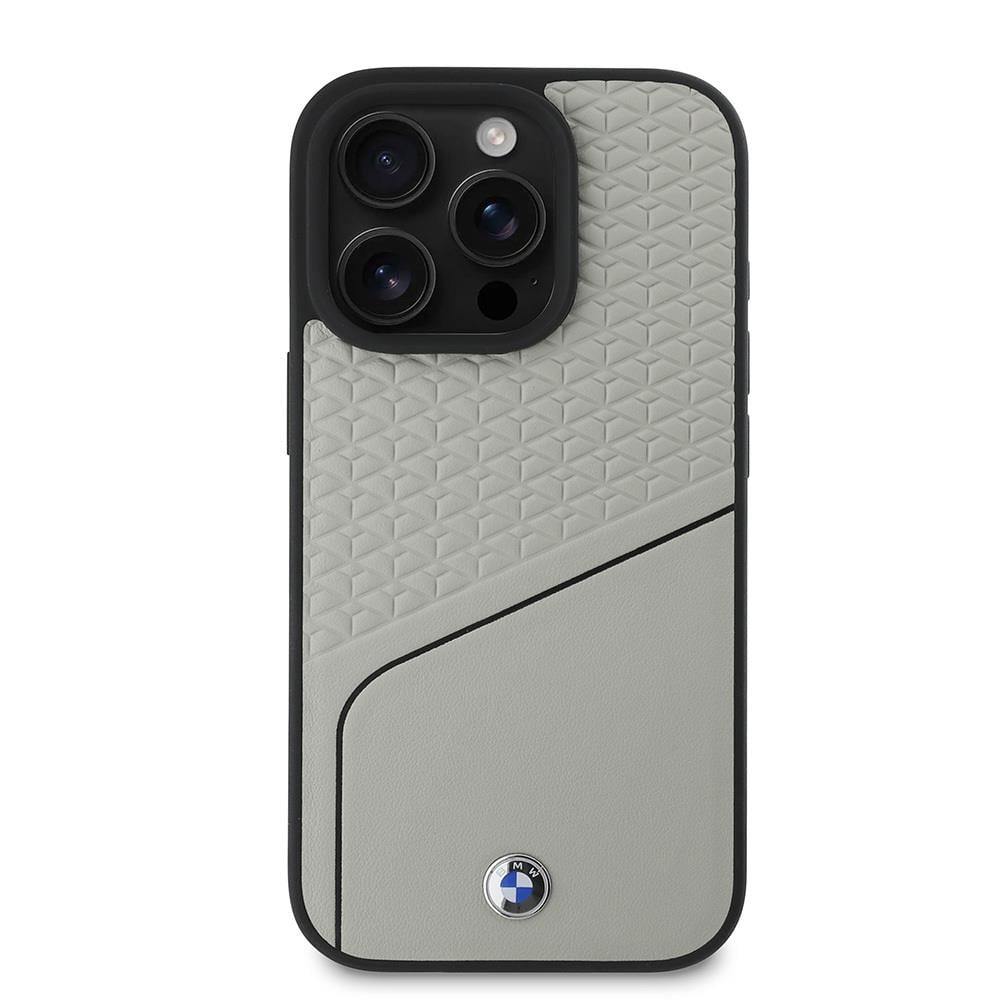 Apple iPhone 16 Pro Max Kılıf BMW Orjinal Lisanslı M-safe Şarj Özellikli Metal Logolu Dokulu ve Çizgili Deri Kapak