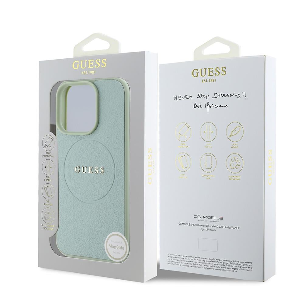 Apple iPhone 16 Pro Max Kılıf Guess Orjinal Lisanslı M-safe Şarj Özellikli Yazı Logolu Grained Kapak
