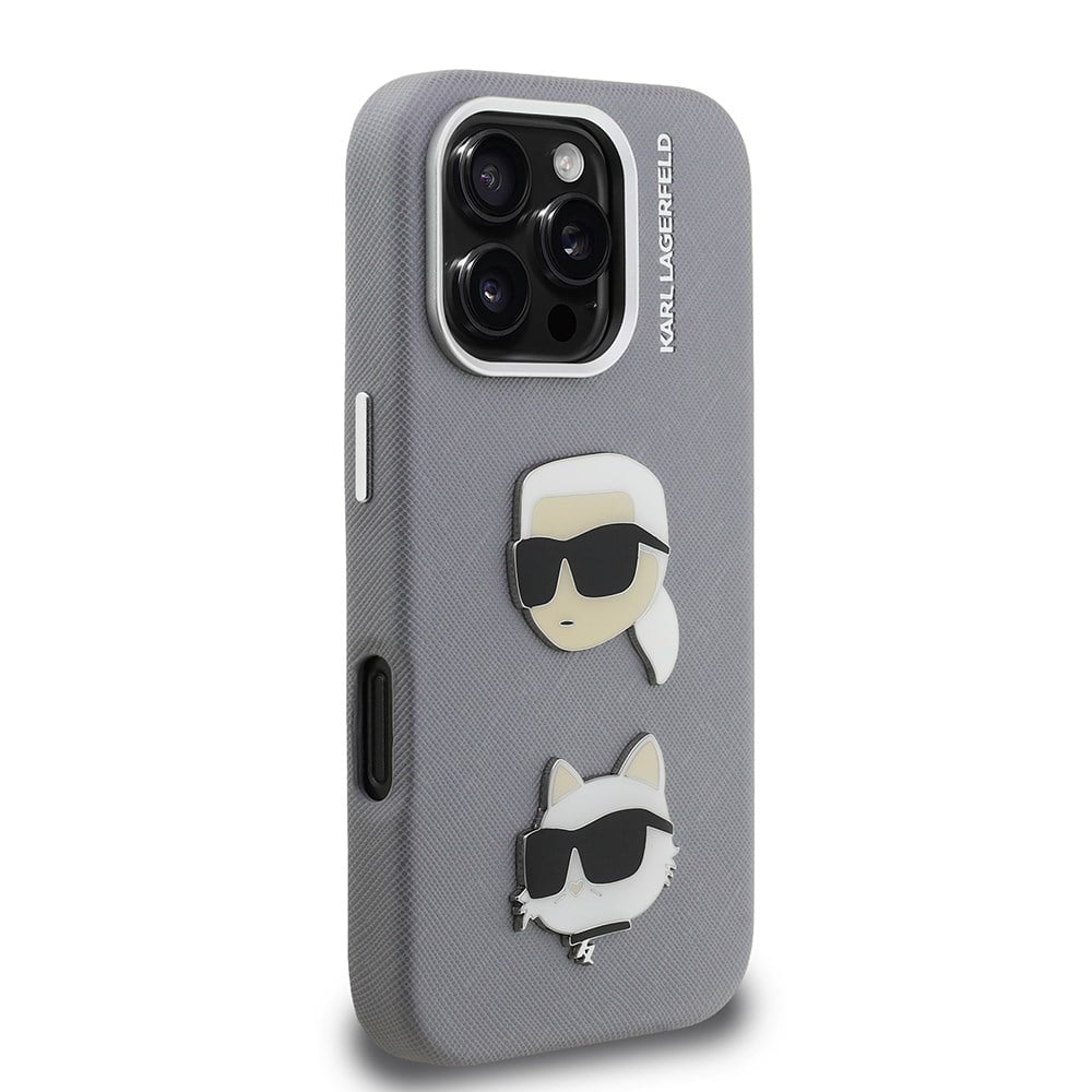 Apple iPhone 16 Pro Max Kılıf Karl Lagerfeld Orjinal Lisanslı K&C Heads Pin Kapak