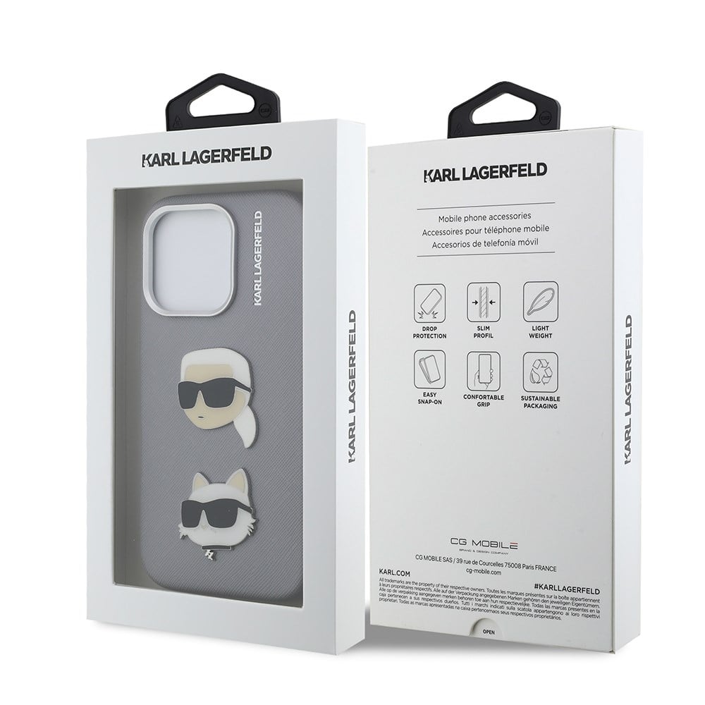 Apple iPhone 16 Pro Max Kılıf Karl Lagerfeld Orjinal Lisanslı K&C Heads Pin Kapak