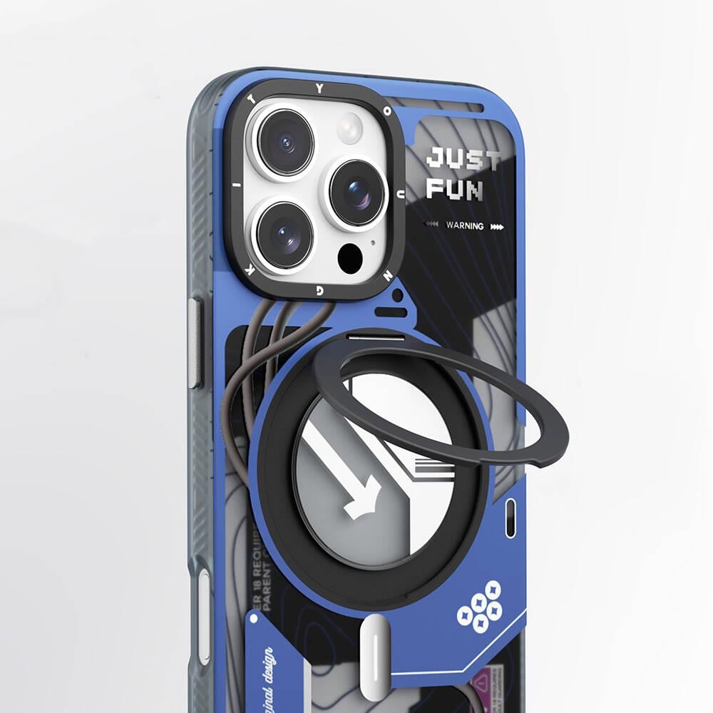 Apple iPhone 16 Pro Max Kılıf M-safe Şarj Özellikli Youngkit 360° Standlı Starship Serisi Kapak