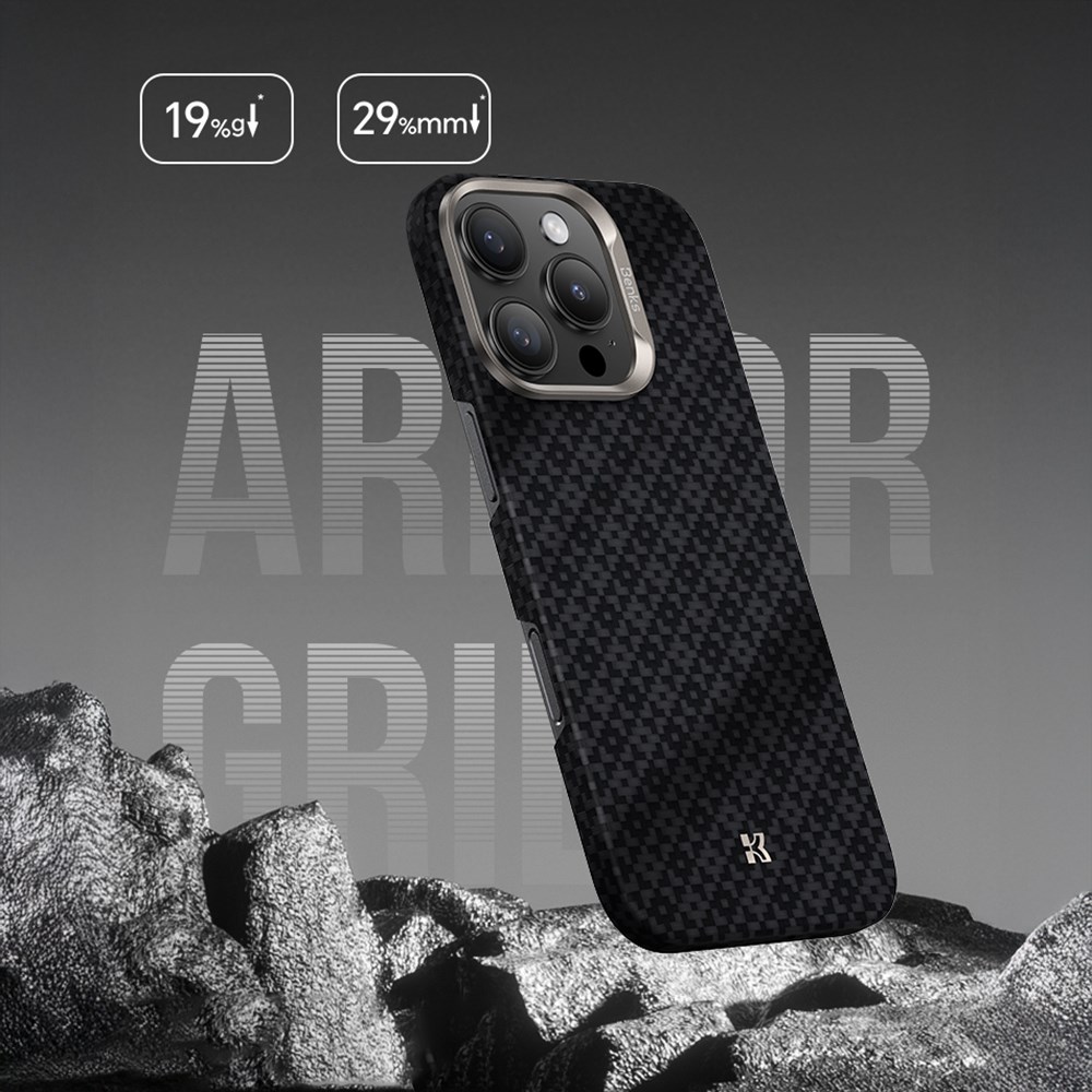Apple iPhone 16 Pro Max Kılıf M-Safe Şarj Özellikli Benks ArmorAir ArmorGrid Serisi Kevlar Kapak