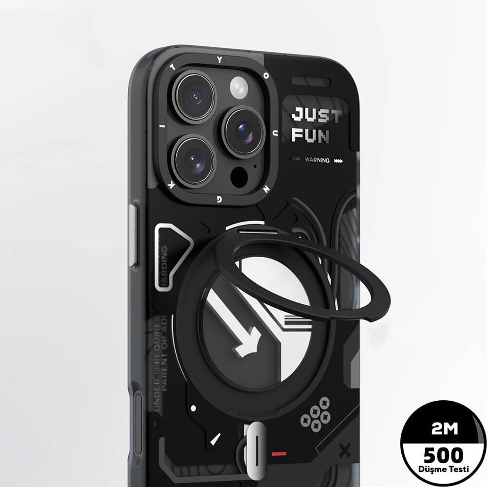 Apple iPhone 16 Pro Max Kılıf M-safe Şarj Özellikli Youngkit 360° Standlı Starship Serisi Kapak