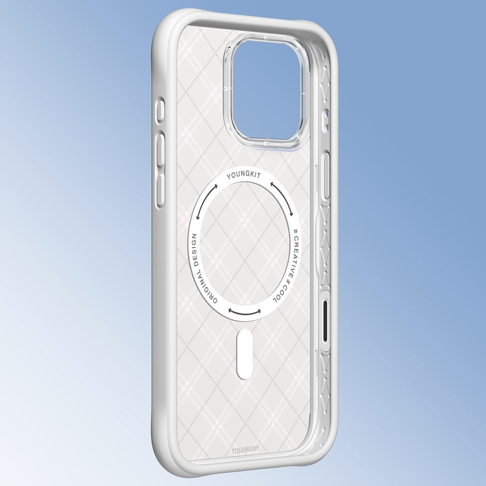 Apple iPhone 16 Pro Max Kılıf M-safe Şarj Özellikli 360° Standlı Basit Mat Deri Desenli Youngkit Tech Leather Serisi Kapak