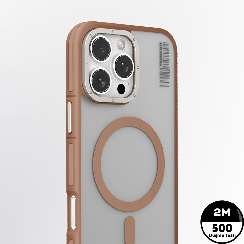 Apple iPhone 16 Pro Max Kılıf M-safe Şarj Özellikli Youngkit Rock Sand Serisi Kapak