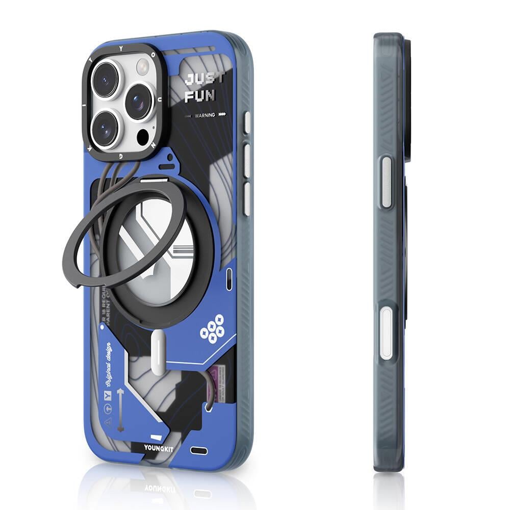 Apple iPhone 16 Pro Max Kılıf M-safe Şarj Özellikli Youngkit 360° Standlı Starship Serisi Kapak