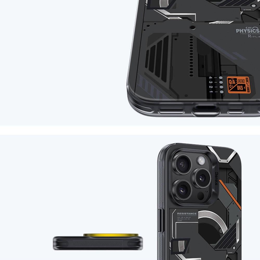 Apple iPhone 16 Pro Max Kılıf M-safe Şarj Özellikli Mekanik Tasarımlı Benks Perspective Serisi Kapak