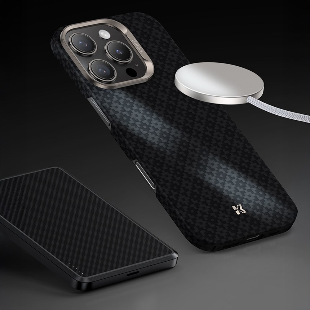Apple iPhone 16 Pro Max Kılıf M-Safe Şarj Özellikli Benks ArmorAir ArmorGrid Serisi Kevlar Kapak