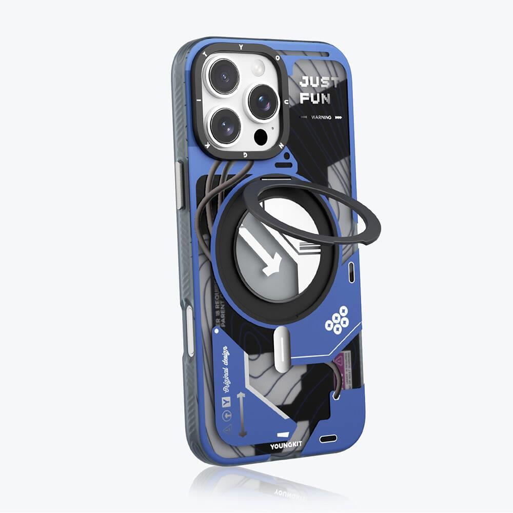 Apple iPhone 16 Pro Max Kılıf M-safe Şarj Özellikli Youngkit 360° Standlı Starship Serisi Kapak