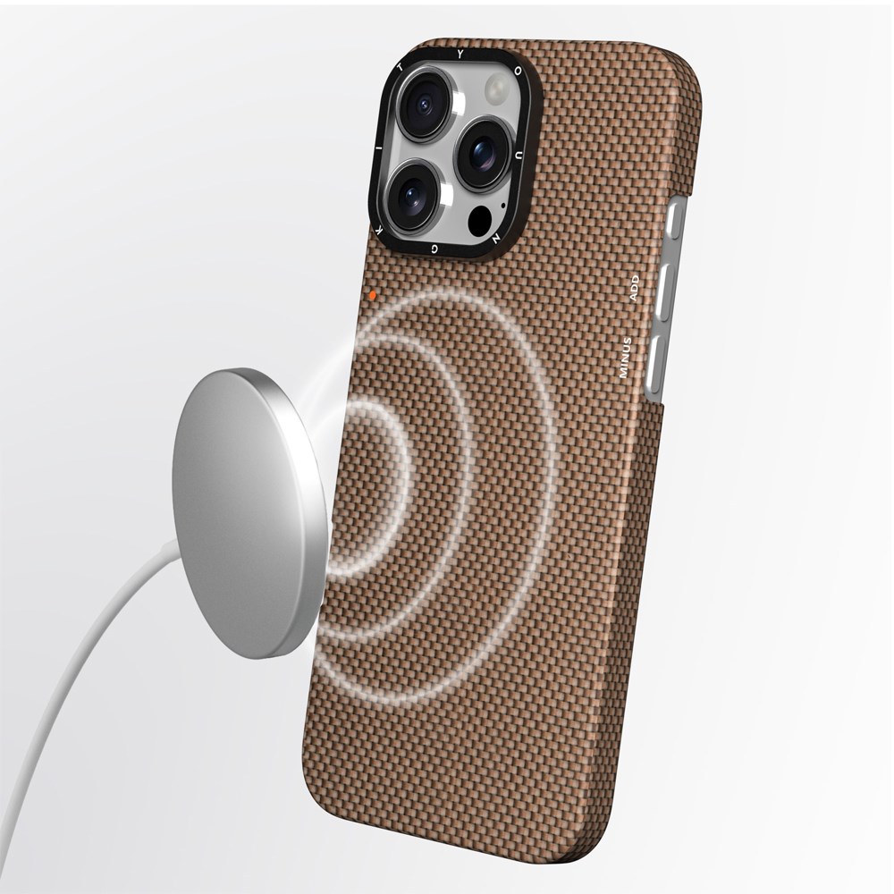 Apple iPhone 16 Pro Max Kılıf M-safe Şarj Özellikli Aramid Fiber Youngkit 1500D Extreme Wing Titanyum-Gold Serisi Kapak