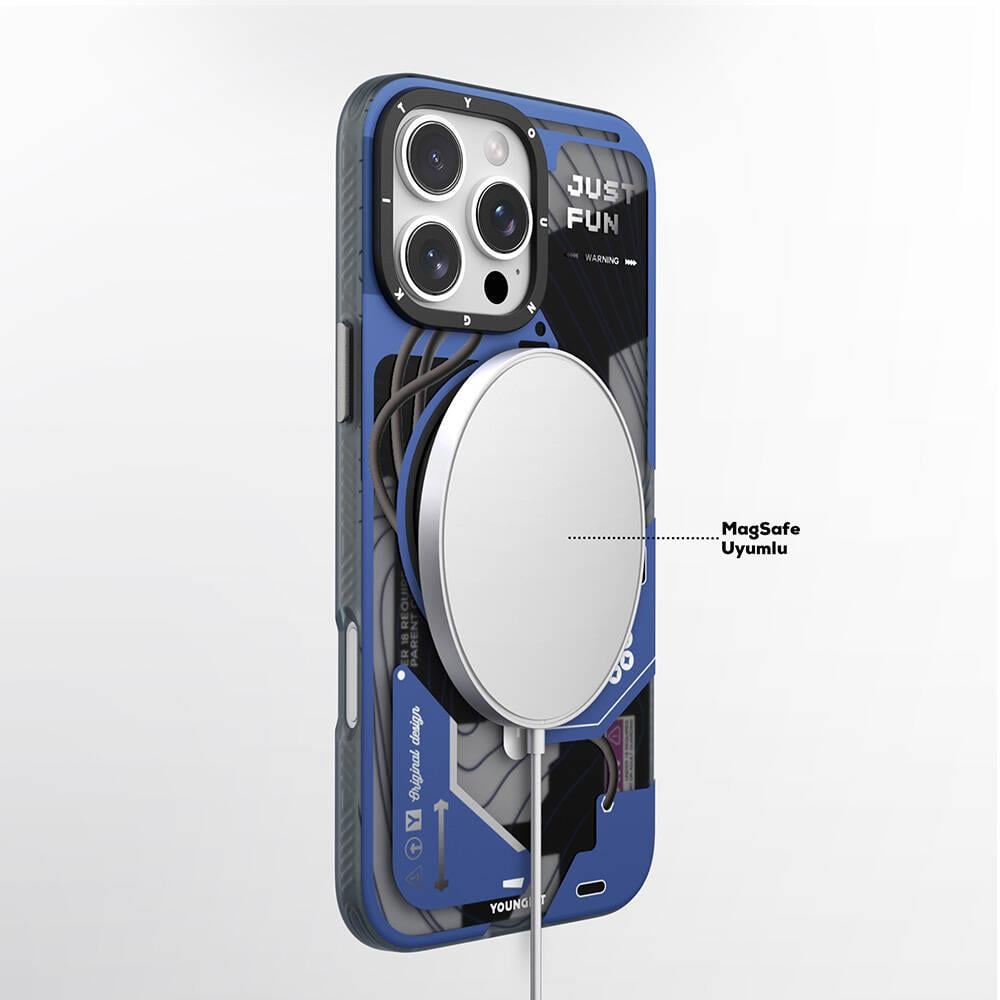 Apple iPhone 16 Pro Max Kılıf M-safe Şarj Özellikli Youngkit 360° Standlı Starship Serisi Kapak