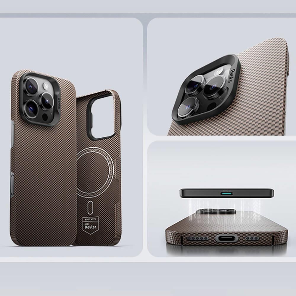 Apple iPhone 16 Pro Max Kılıf M-safe Şarj Özellikli Benks ArmorTint Serisi ArmorAir Kevlar Kapak